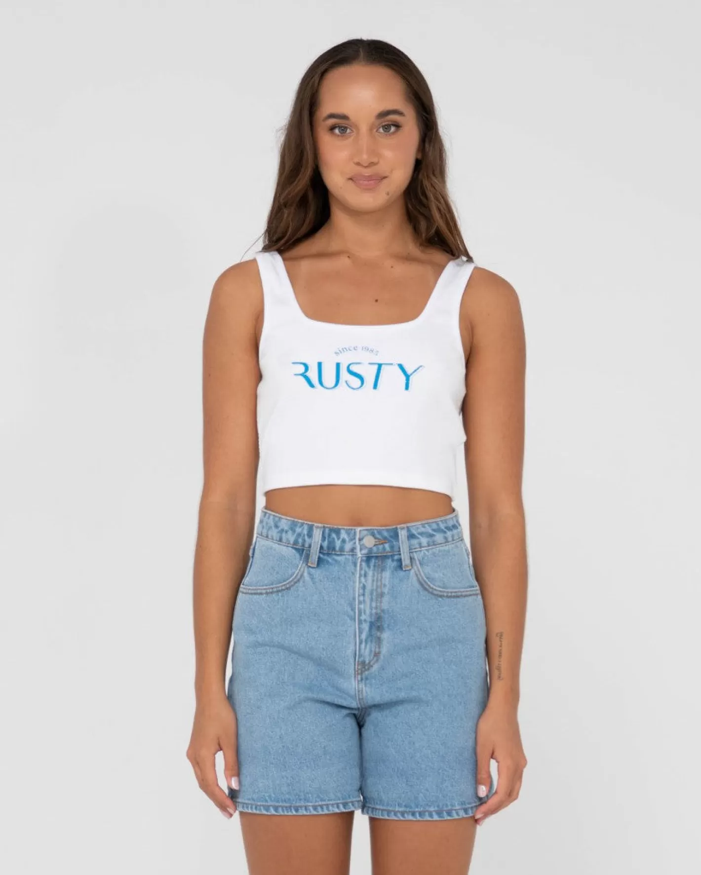 Mujer Rusty Top Corto Sin Mangas Para Bebe Con Grafico 1985
