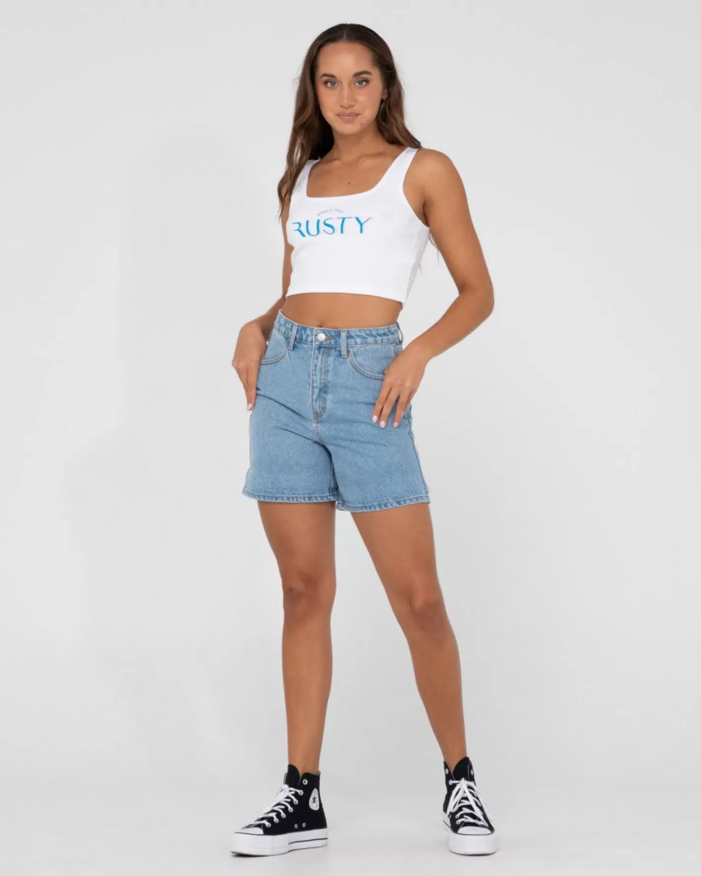 Mujer Rusty Top Corto Sin Mangas Para Bebe Con Grafico 1985