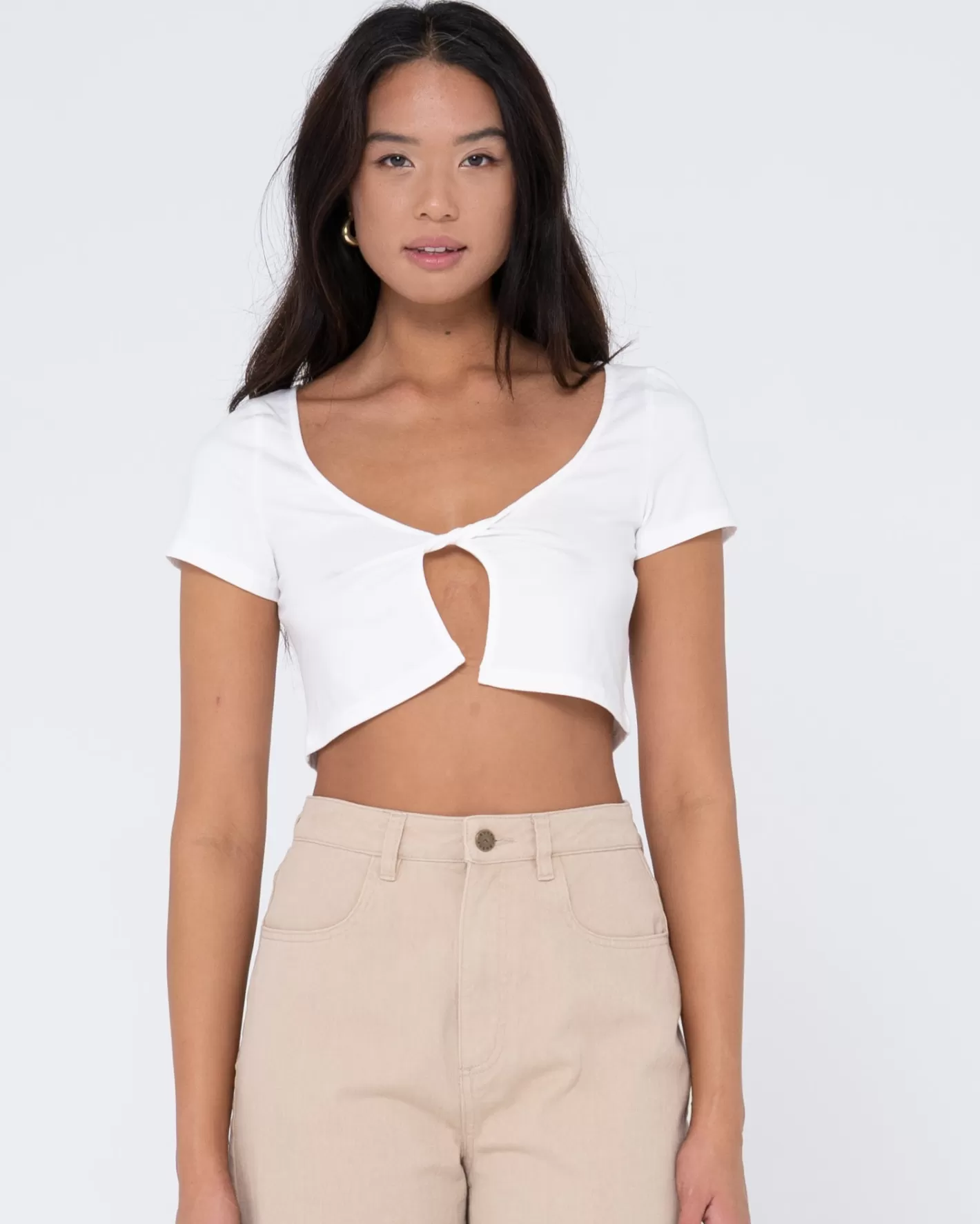 Mujer Rusty Top De Manga Corta Retorcido Kenz