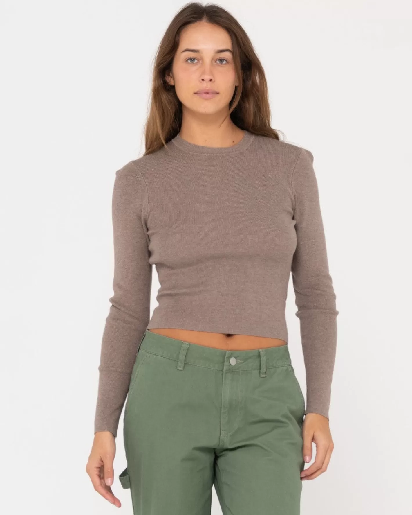Mujer Rusty Top De Punto De Manga Larga Amelia Skimmer