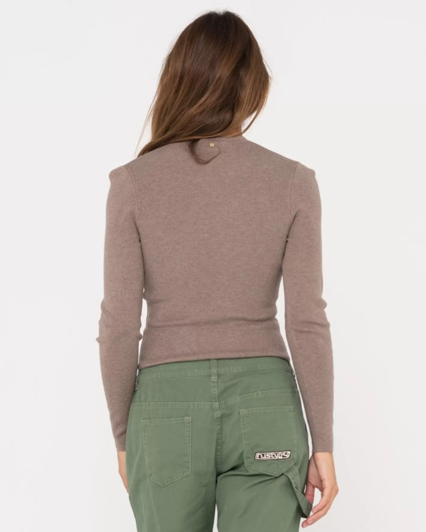 Mujer Rusty Top De Punto De Manga Larga Amelia Skimmer