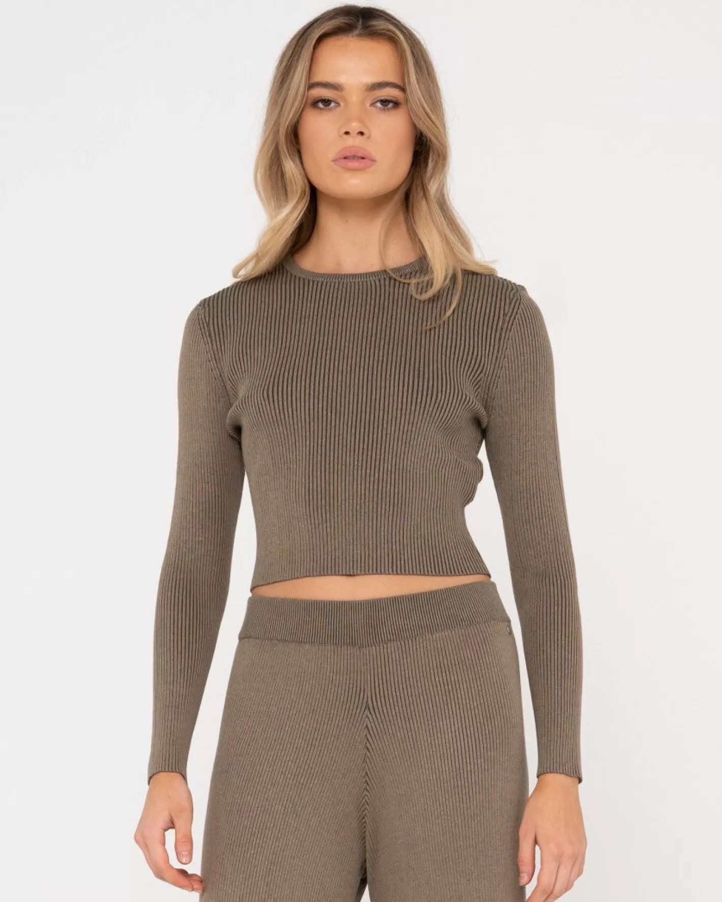 Mujer Rusty Top De Punto De Manga Larga Solace