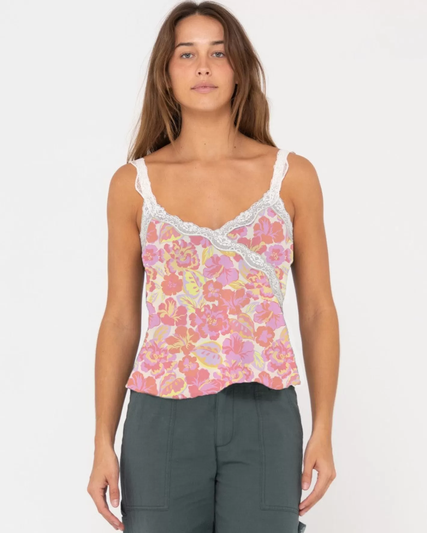 Mujer Rusty Top De Tirantes De Encaje Transparente De Maison