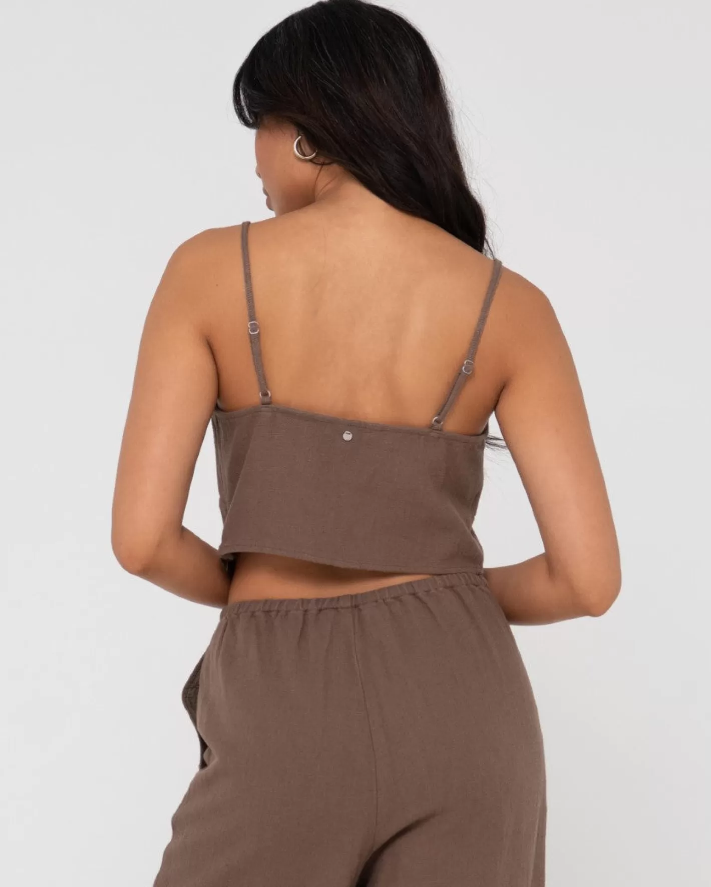 Mujer Rusty Top Lencero De Lino Con Cuello En V Carolina