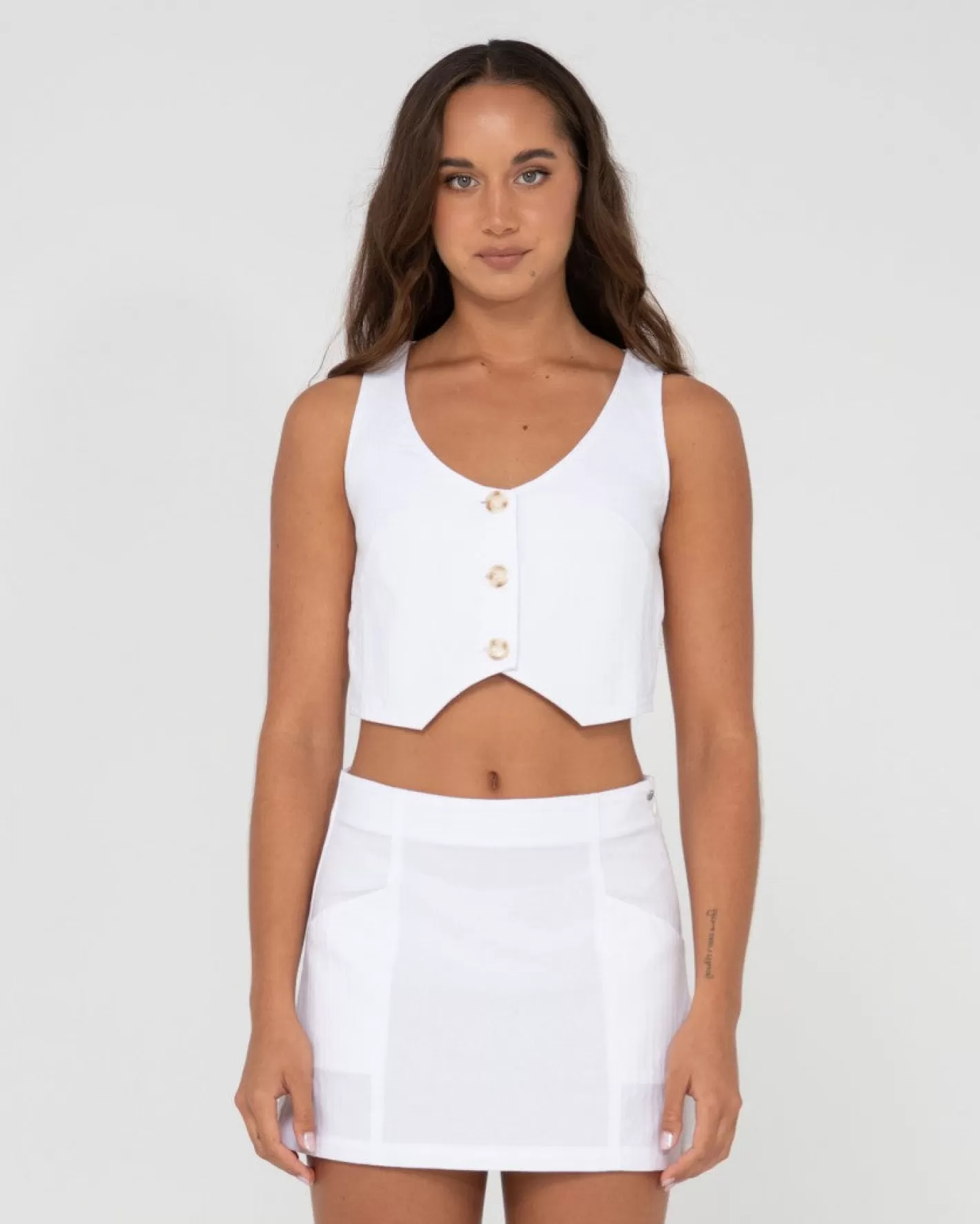 Mujer Rusty Top Sin Mangas Con Botones Sicily