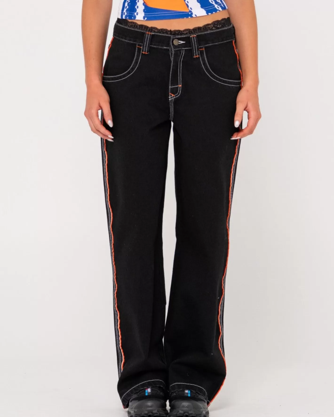 Mujer Rusty Vaqueros Holgados De Talle Bajo Flip Mommy