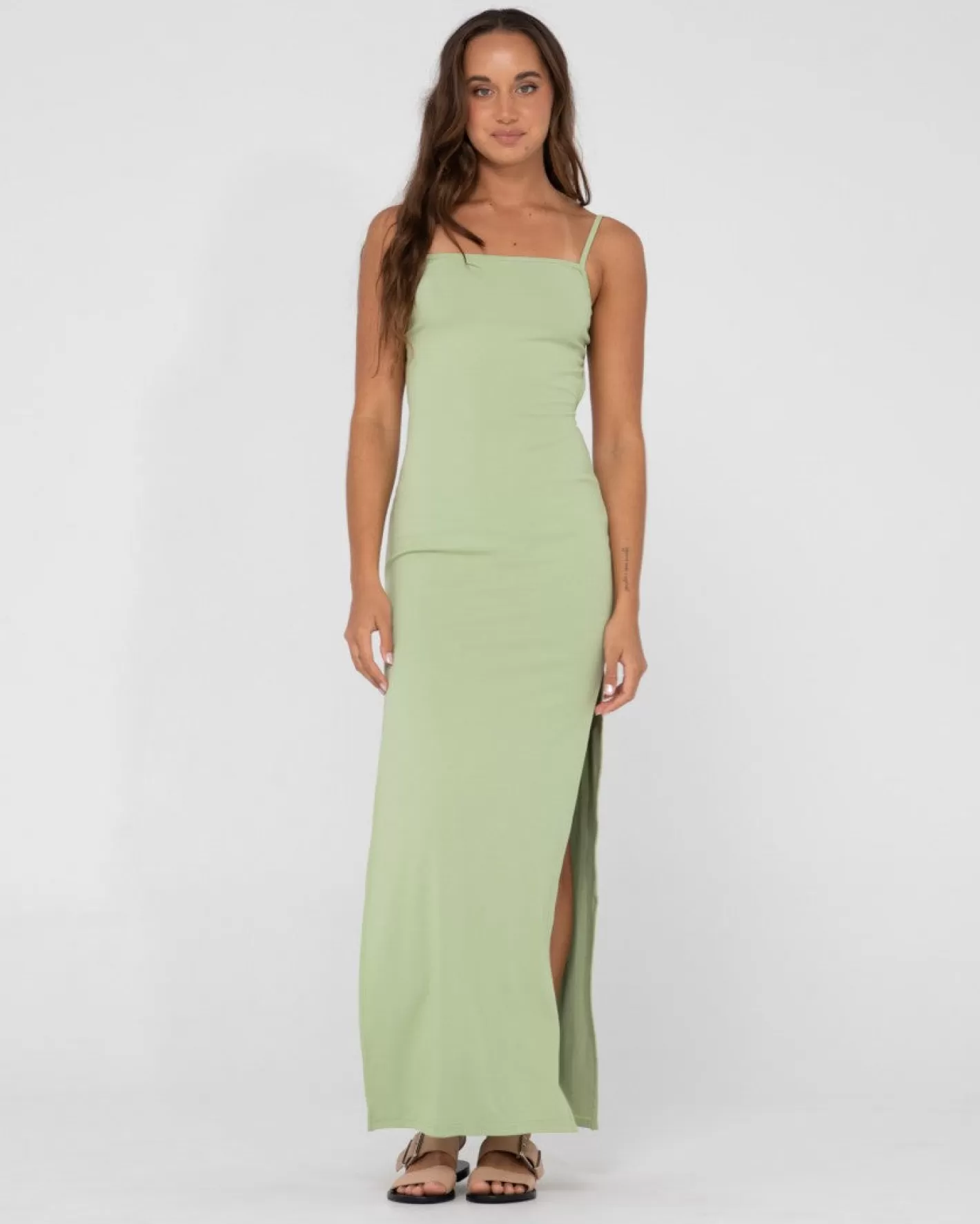 Mujer Rusty Vestido Largo Con Abertura Lateral Vicky