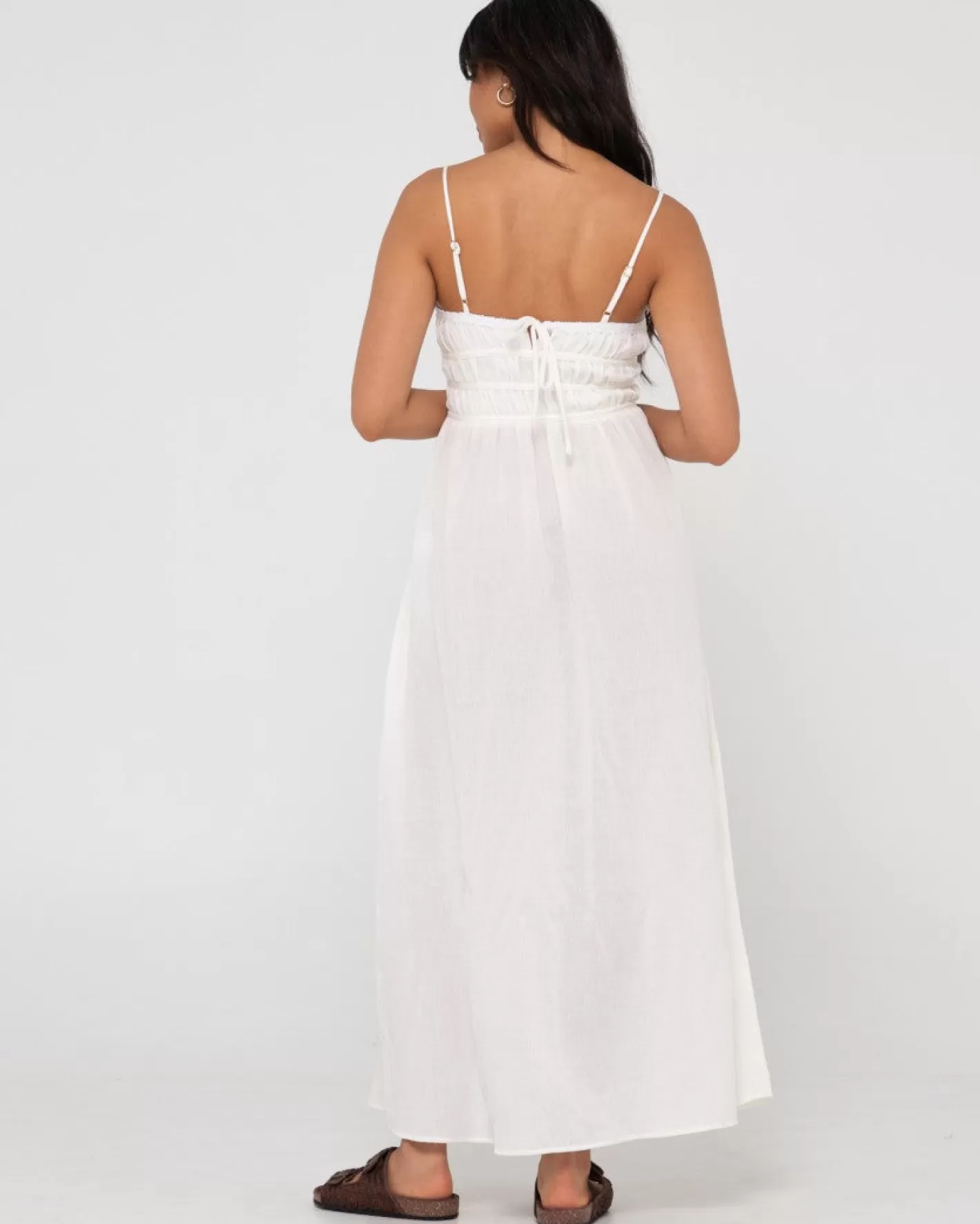 Mujer Rusty Vestido Largo Fruncido Coco