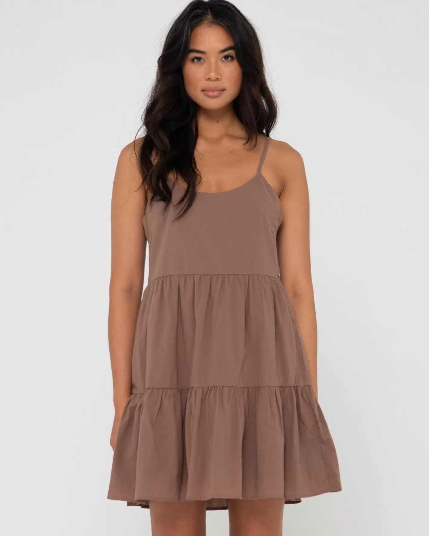 Mujer Rusty Vestido Lencero Escalonado Heather