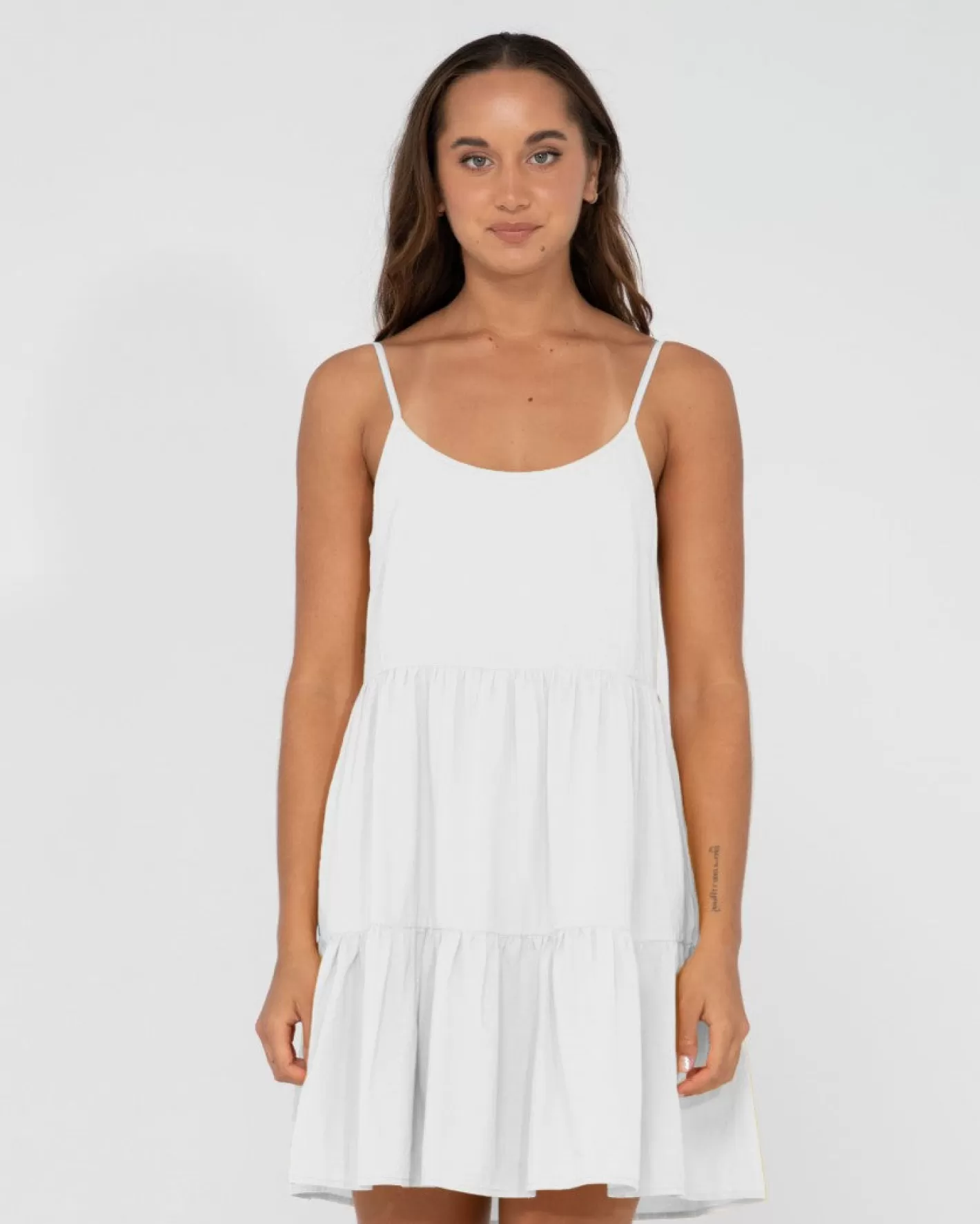 Mujer Rusty Vestido Lencero Escalonado Heather